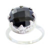 Natural Gemstone  Round Checker Black Onyx ring